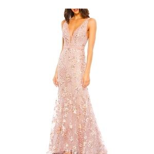Mac Duggal Embroidered Floral Modified A-Line Gown – Rose Pink